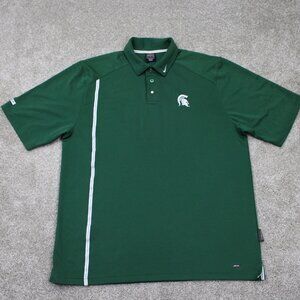 Nike Michigan State Polo Shirt‎ Mens Large Green Spartans Polyester S/S Pullover